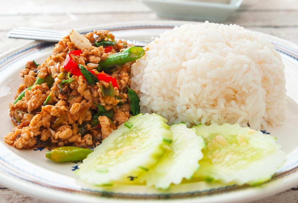Thai street food | pad kaphrao in Thailand