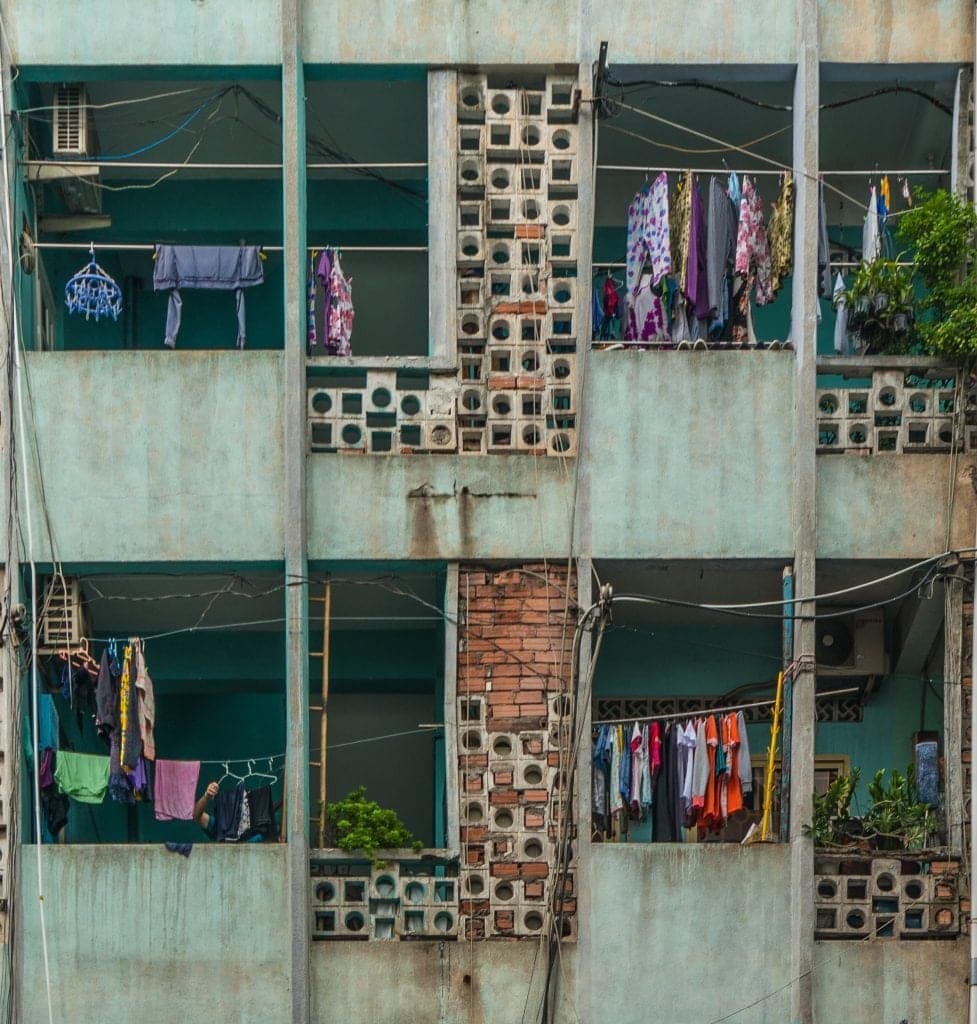 Hanging laundry in Vietnam
